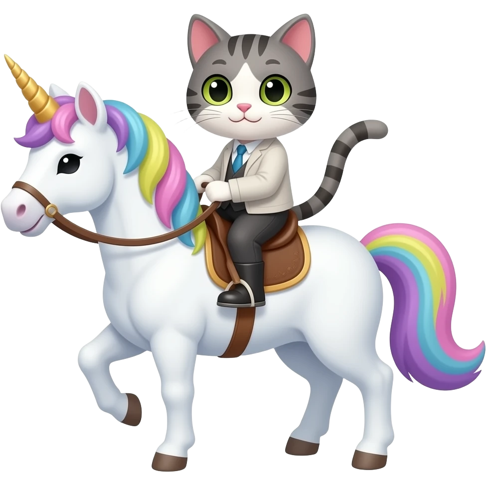 Cat riding unicorn emoji