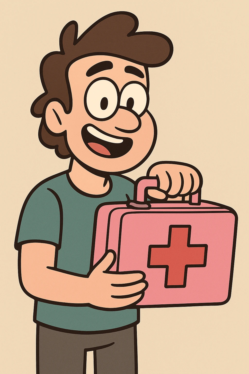 pink first aid kit, flat toon style, bold and modern emoji