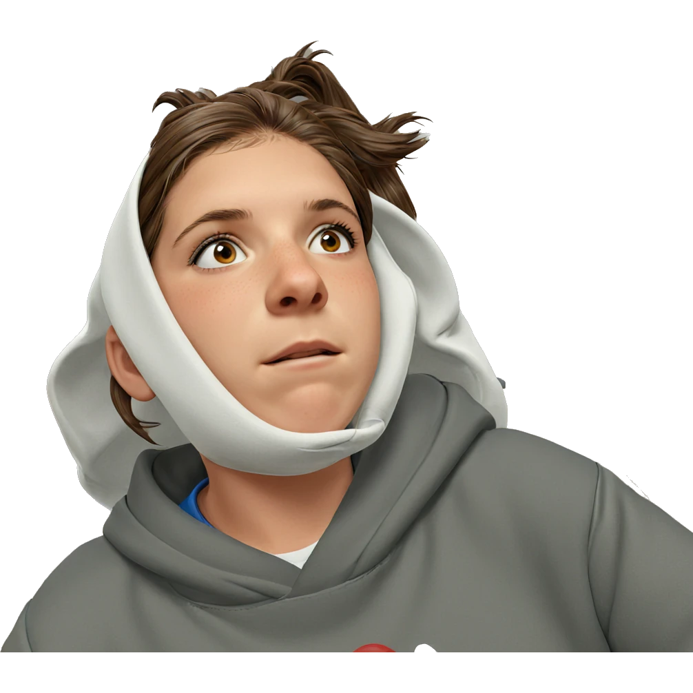 brown haired girl in hoodie emoji