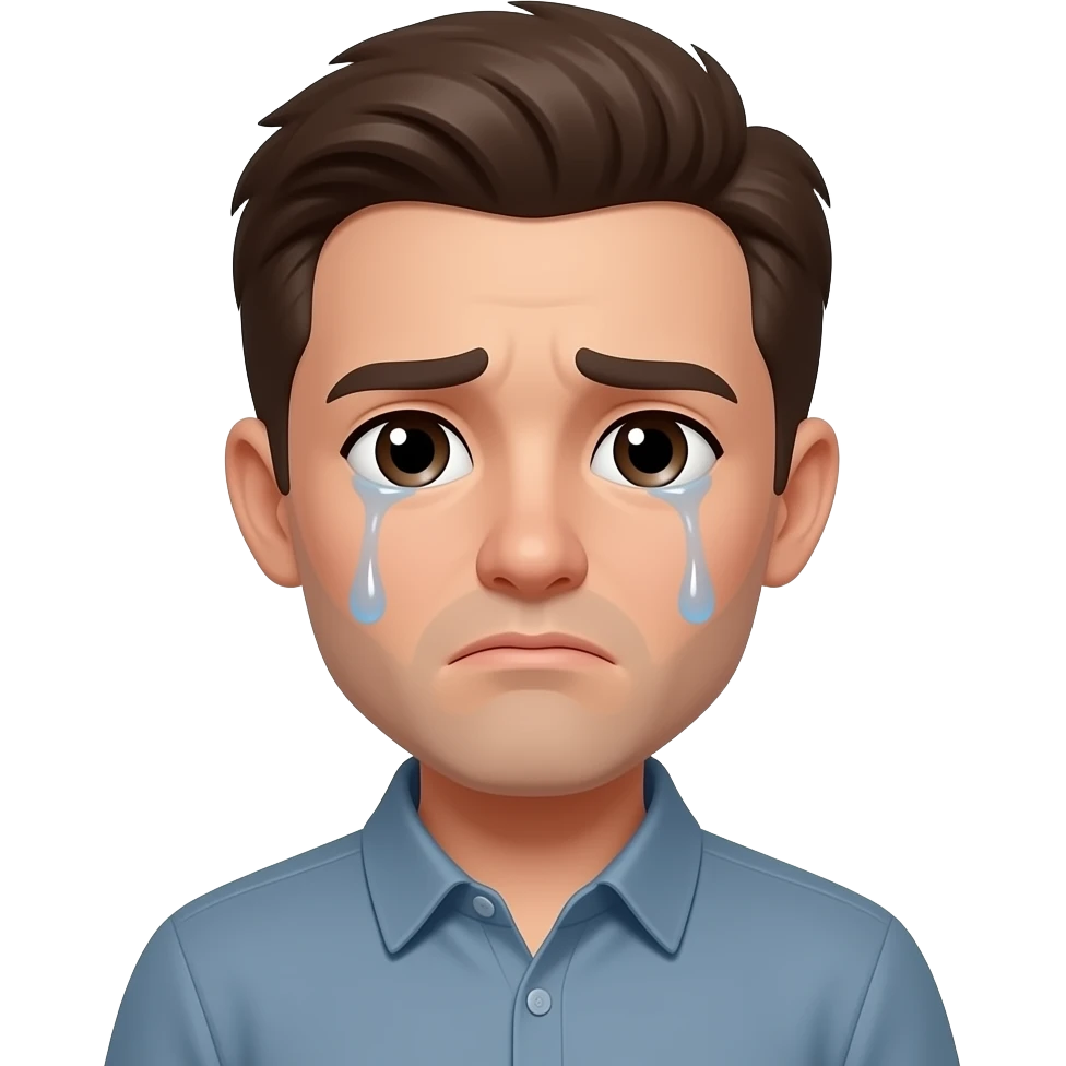 A depressed and crying emoji. emoji