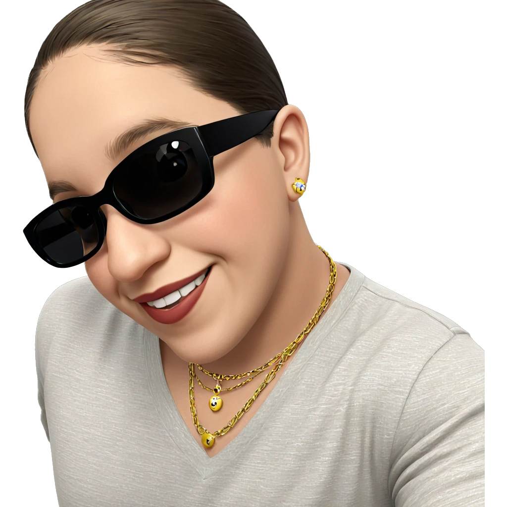 smiling boy with jewelry emoji