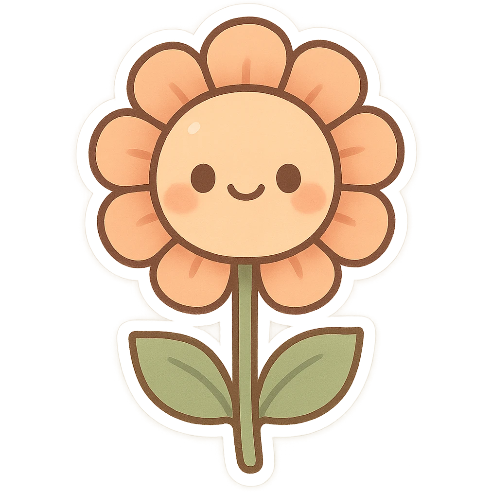 flower with smile, chibi stickers style emoji