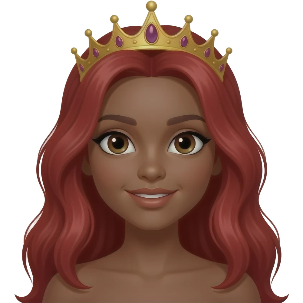 long red head queen dark skin brown eyes emoji