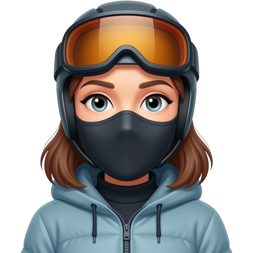 women covering her face with ski mask emoji