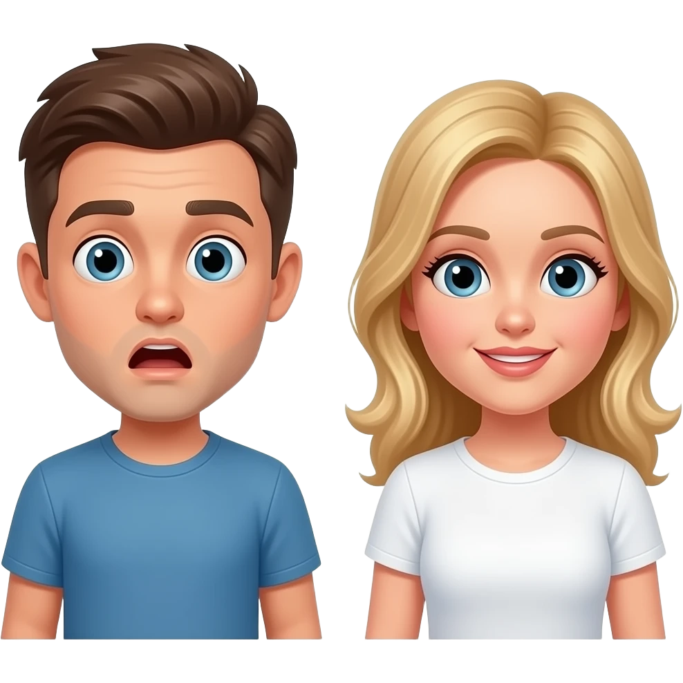 мужчина 25 лет удивлен блондин в белой футболке emoji