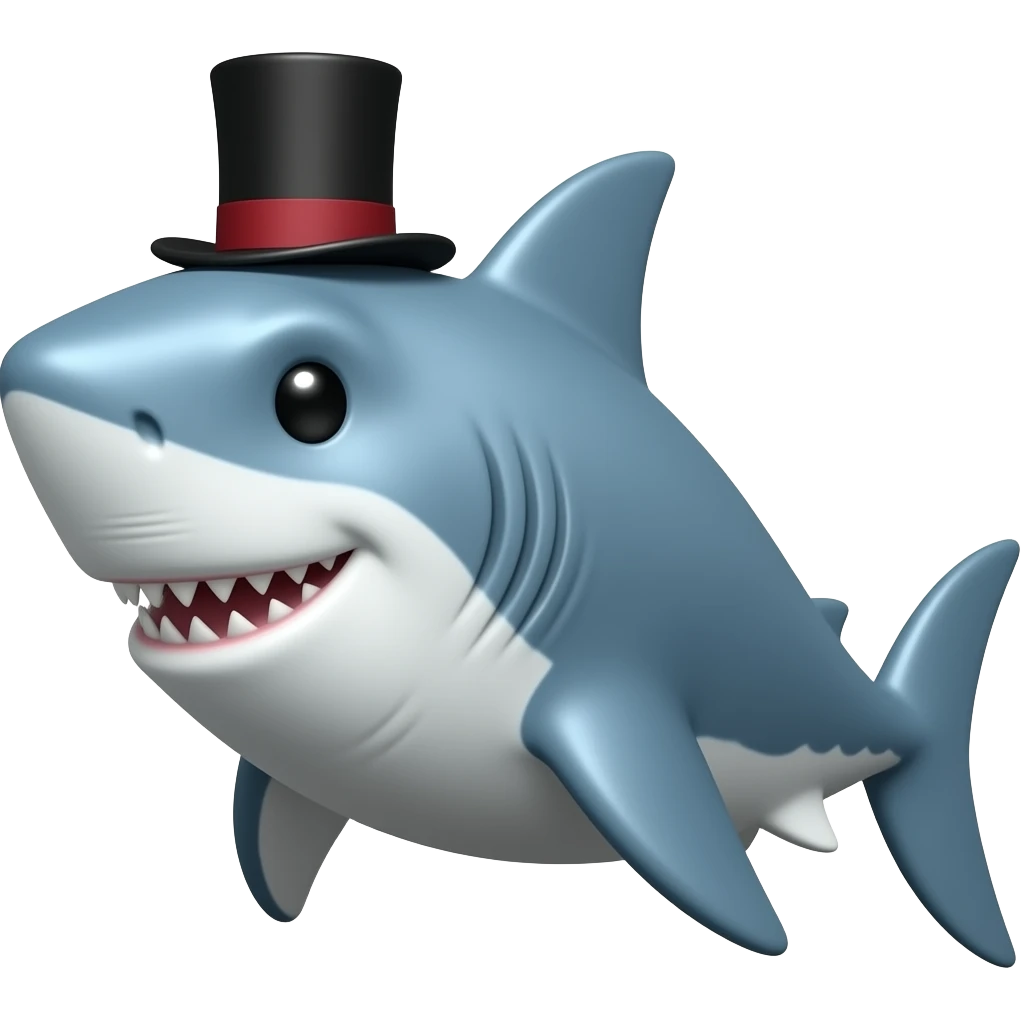 Shark with a top hat emoji