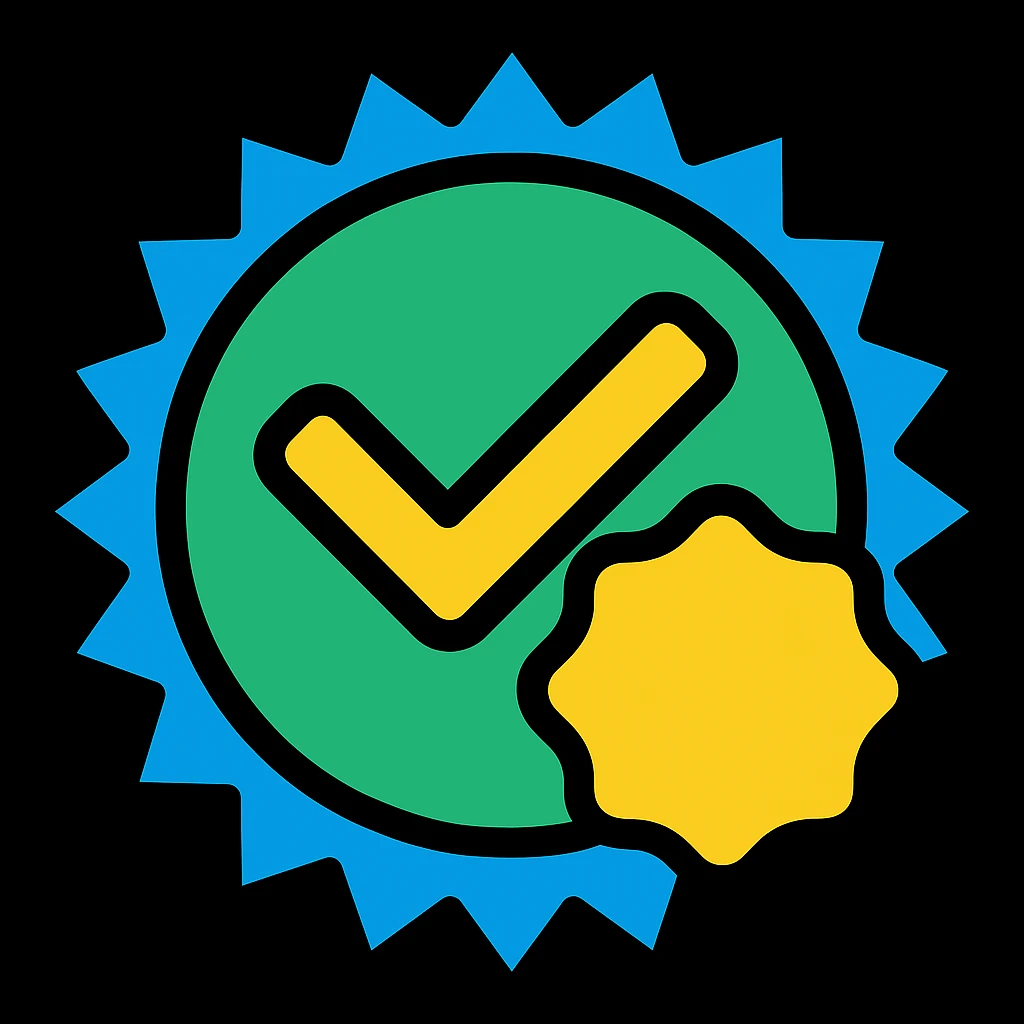 Modify the verified badge by changing the outer edge to be made of repeating triangle points, resembling a spiky circle, while keeping the checkmark and inner circle clean and recognizable. Maintain the original style of the badge. emoji