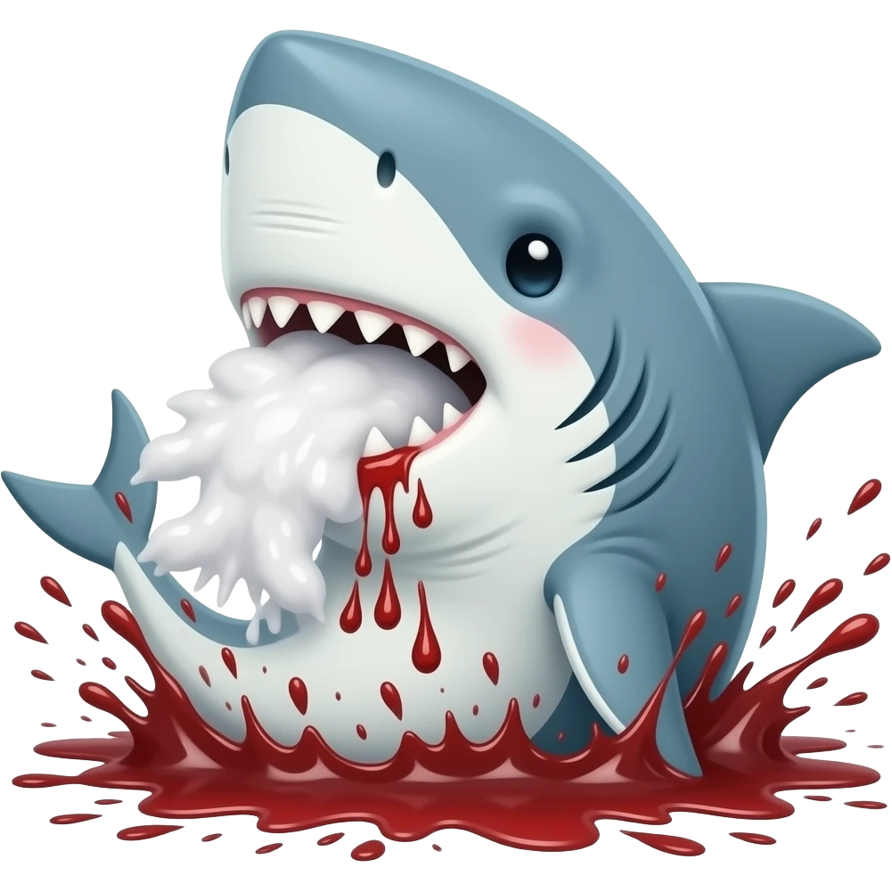 Hiu makan hiu cantik imut banyak darah emoji