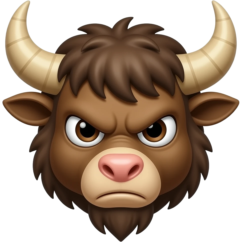 a little less fierce and a little more confused, but still a minotaur, more animal looking; just the face emoji