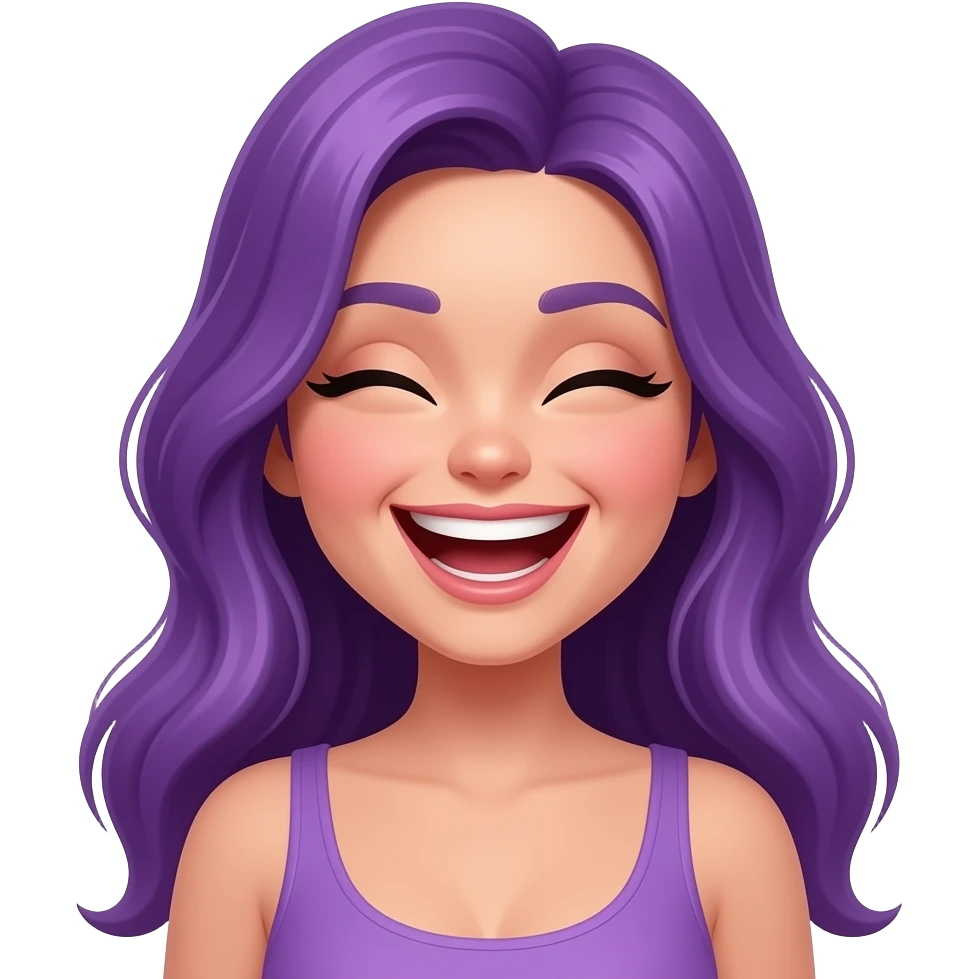 sexy girl with long purple hair laughing out loud emoji