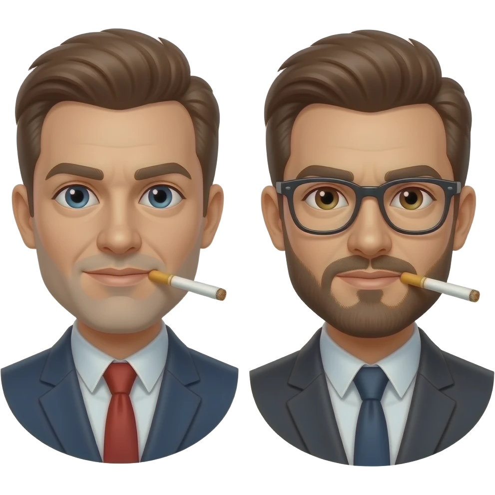 Two different men smoking cigarettes emoji