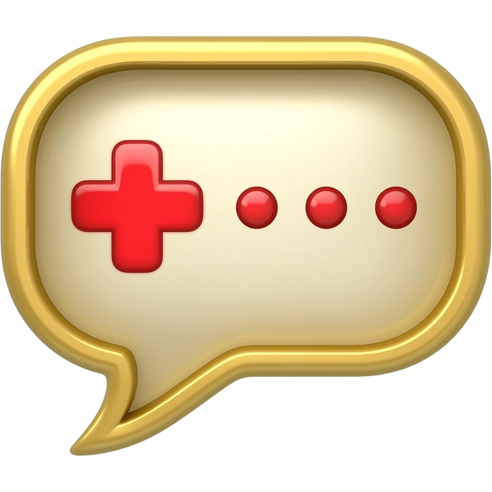 a golden baloon speech with a red plus (+) and three points (...) inside emoji