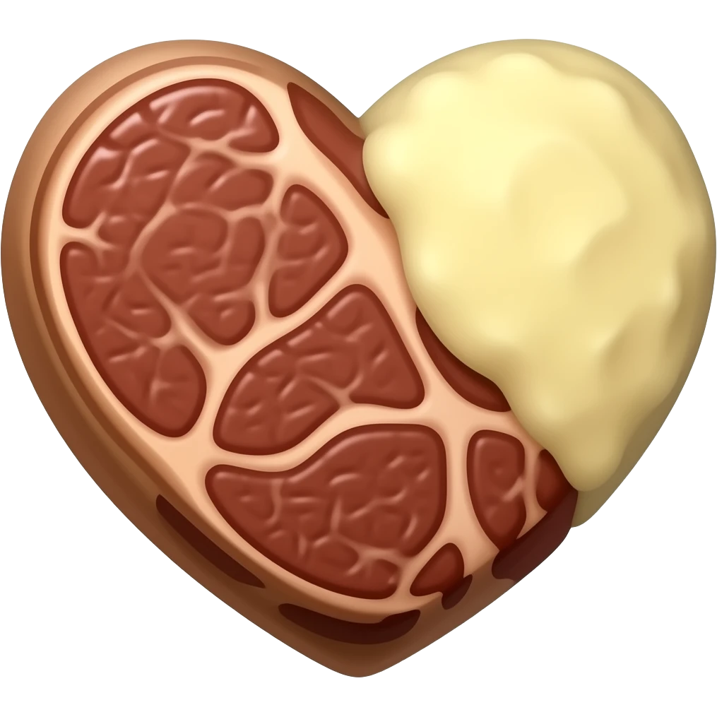 Steak and mashed potato heart emoji