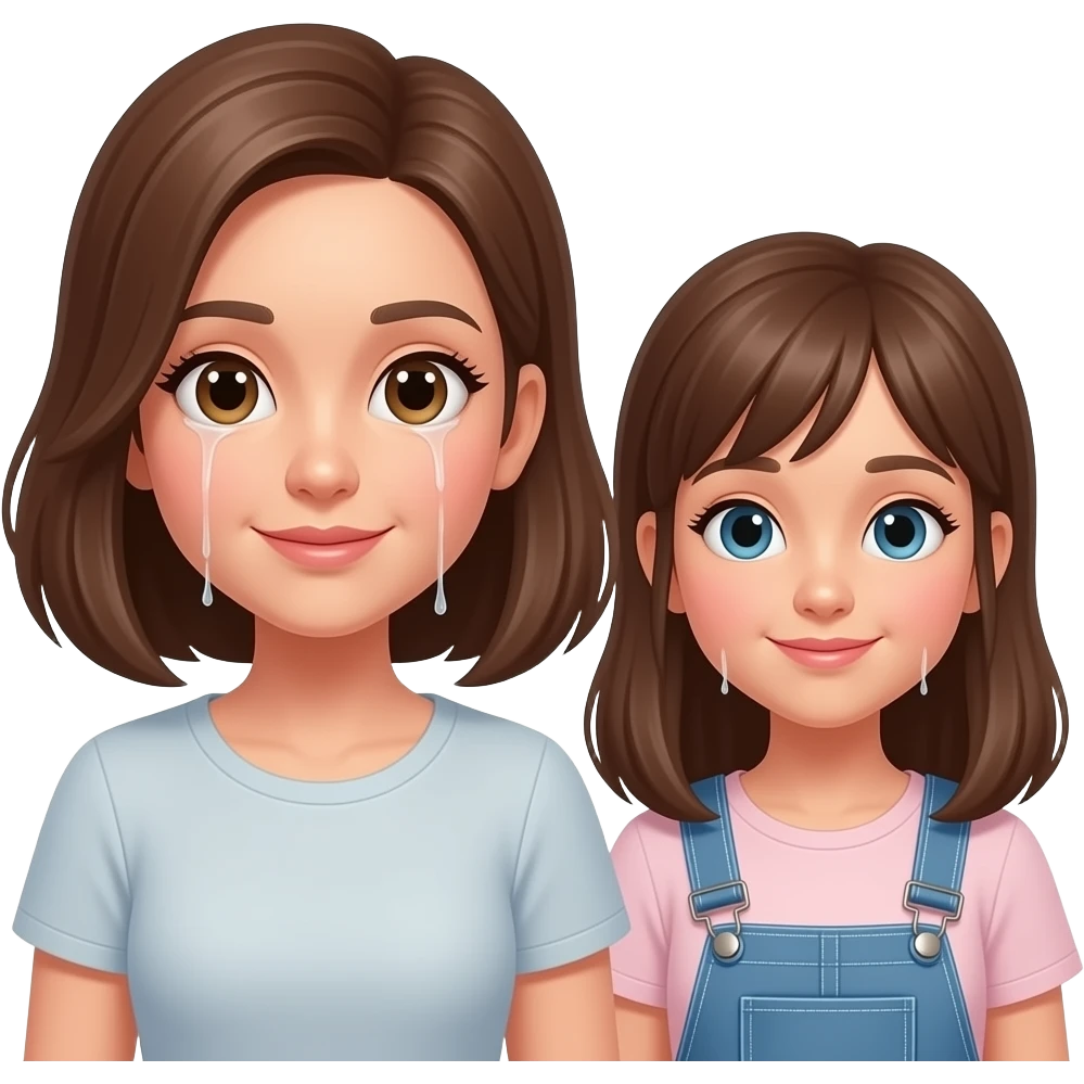 MOther and teen daughter, cum dripping from mothers cheeks emoji