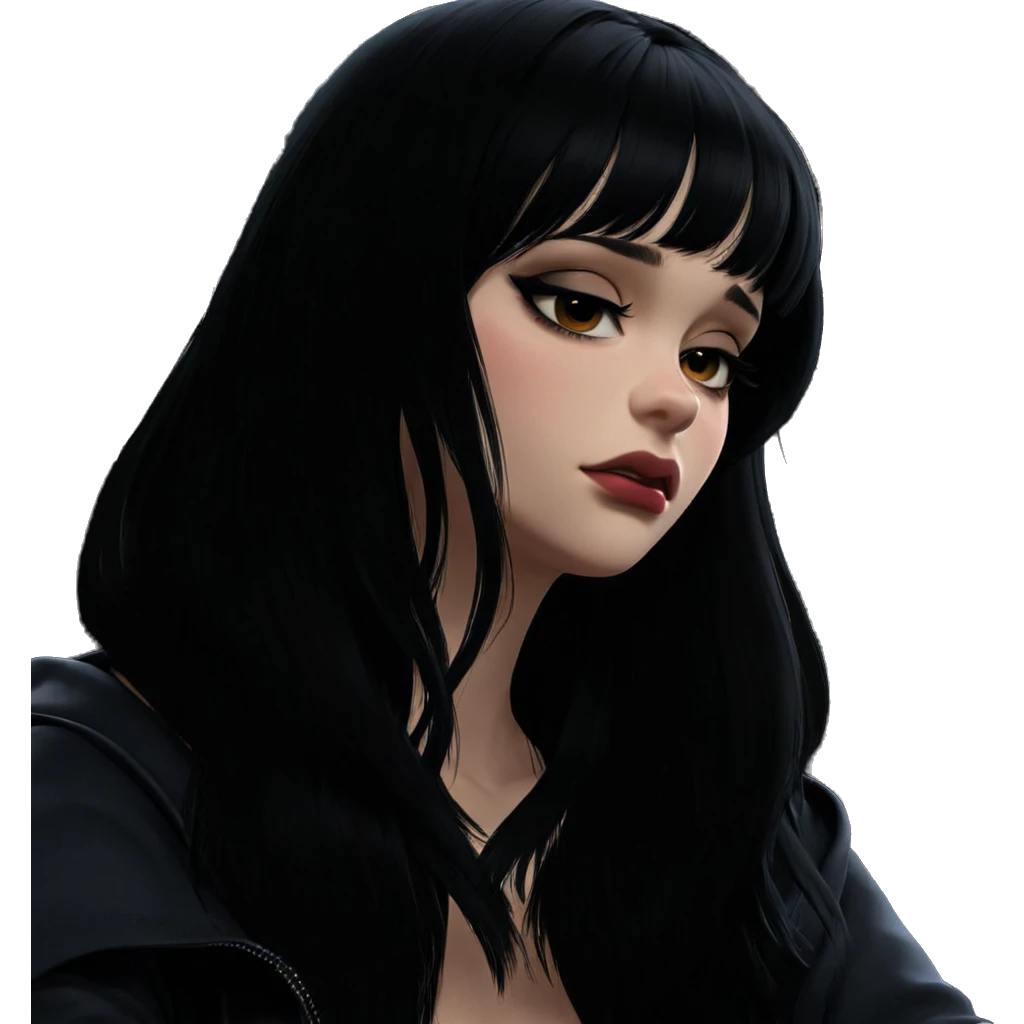 black-haired girl with makeup emoji