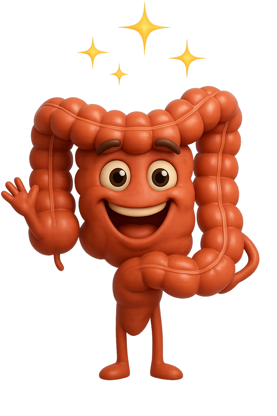 fammi un intestino identico a questo, ma felice e con le scintille di splendore dorate sopra, come se fosse in ottima salute emoji