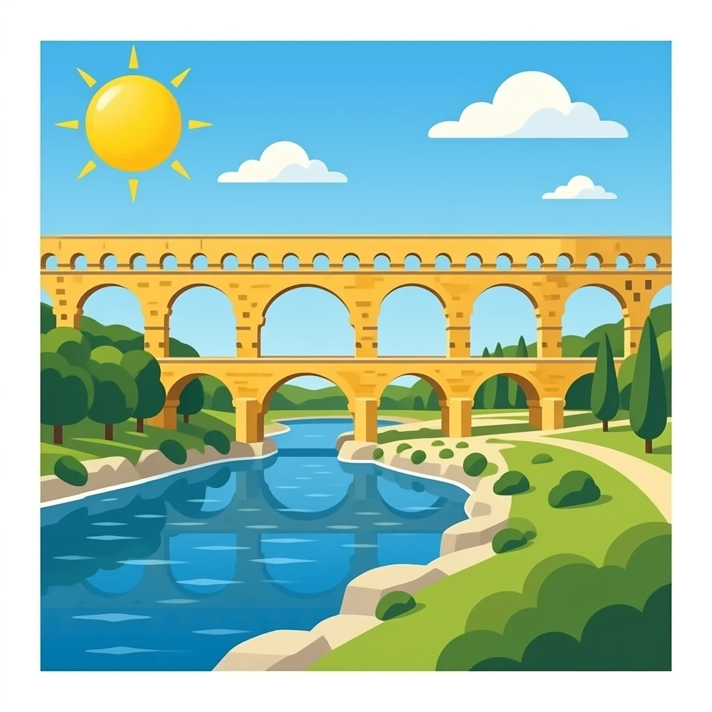 Le pont du Gard paysage réaliste emoji