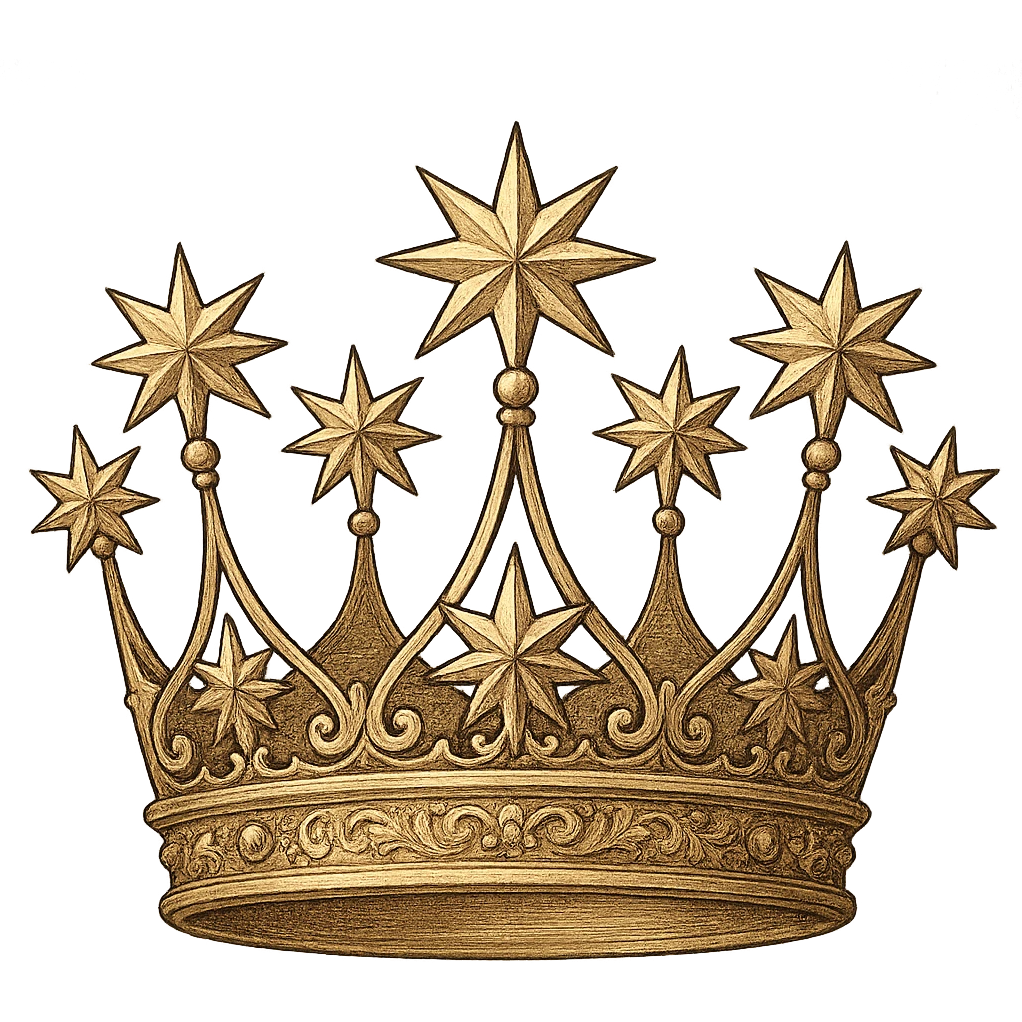 crown with star-shaped decorations, detailed, elegant, gpt-image style emoji