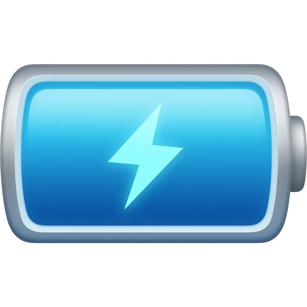 i just want a simple animated looking horizontal blue battery with a lightning bolt in the middle emoji