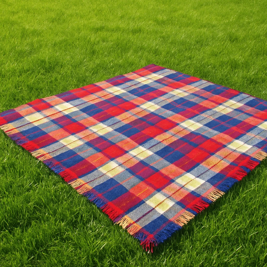 Green grass with a plaid blanket on it emoji