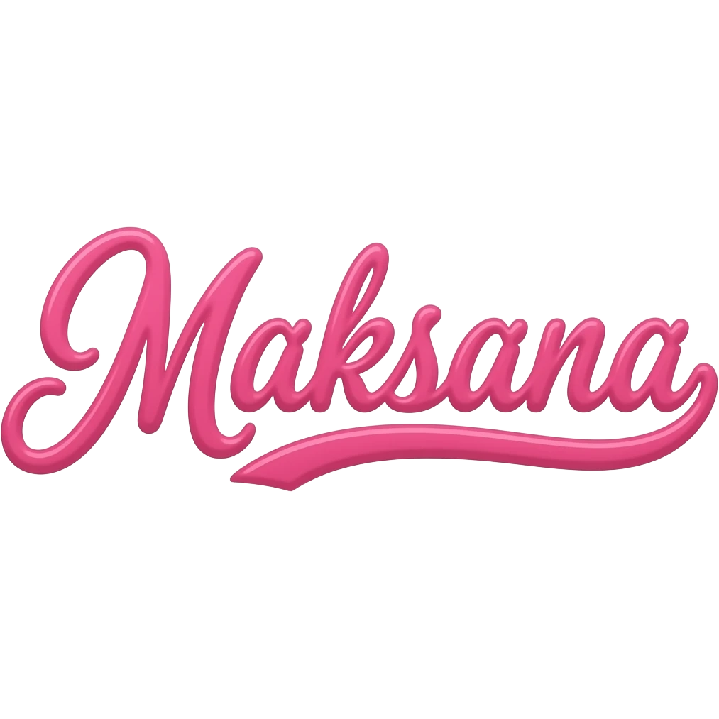 Cute cursive bubbly pink “Maksana” emoji