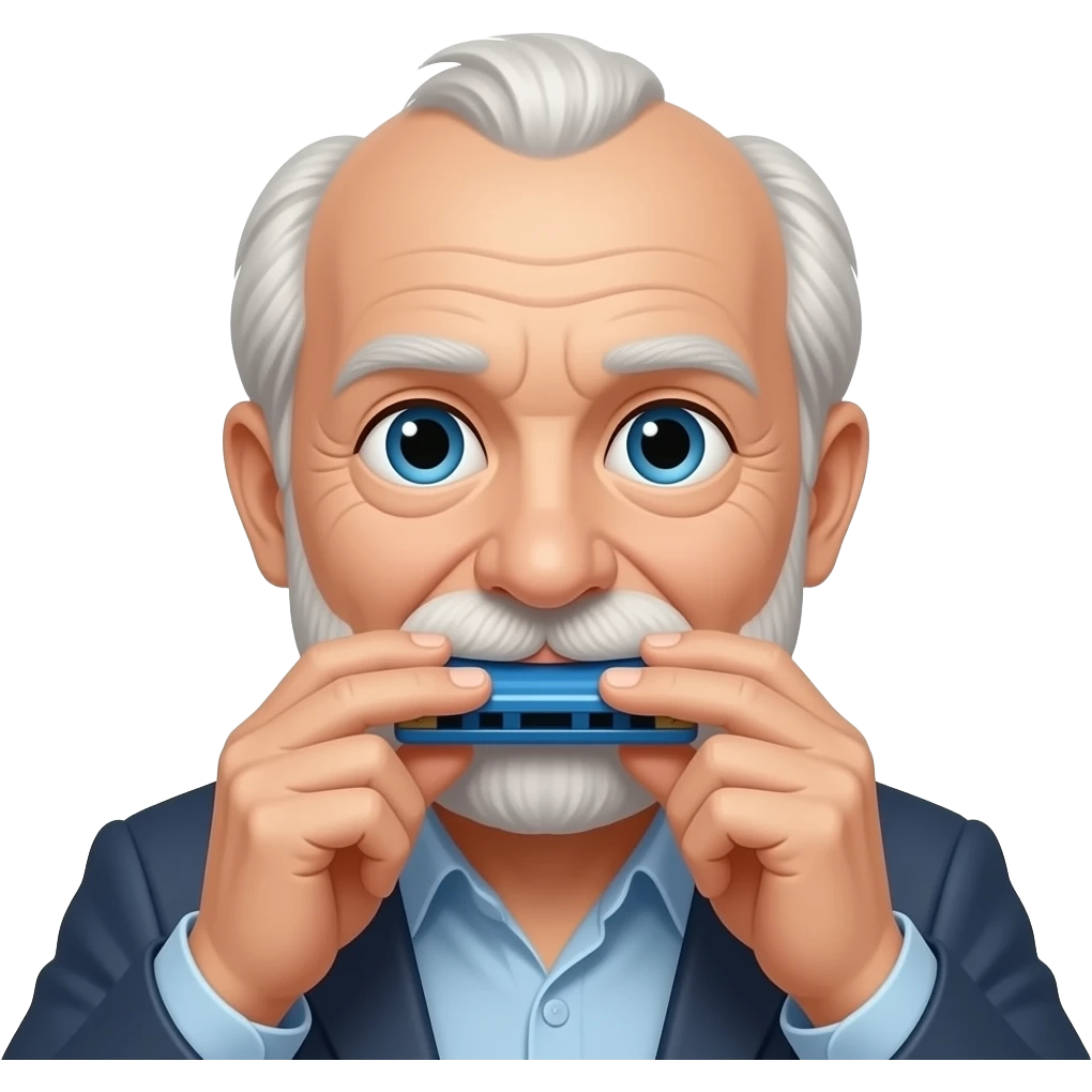 broat face old man few hair blues harmonica emoji