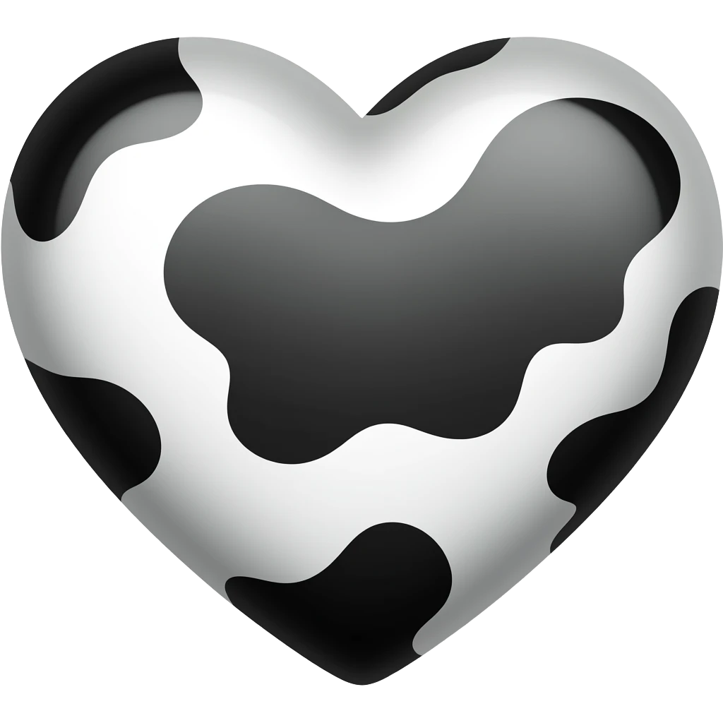 Black cow print heart emoji
