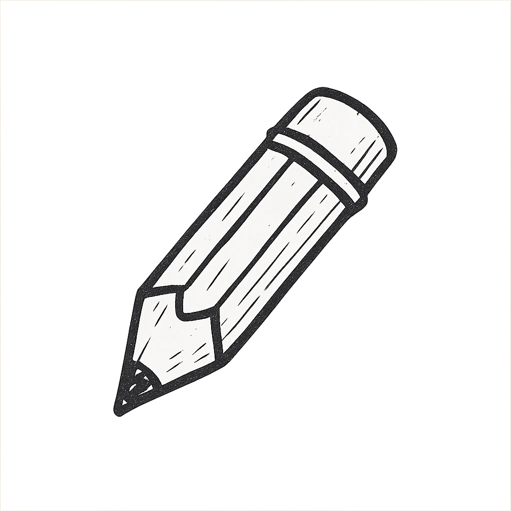 hand drawn outlined icon of a pencil, no fill emoji