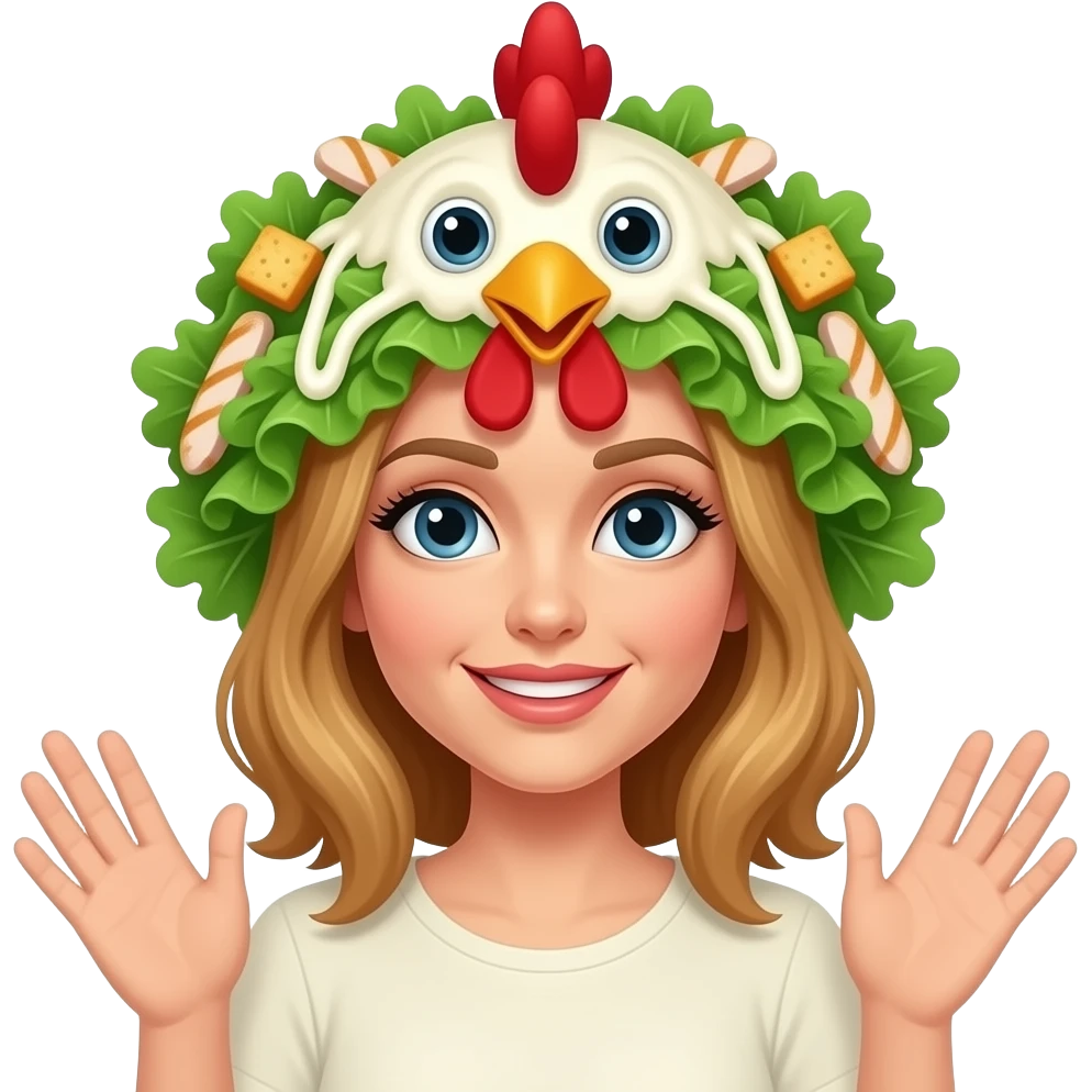 woman in chicken caesar salad costume emoji