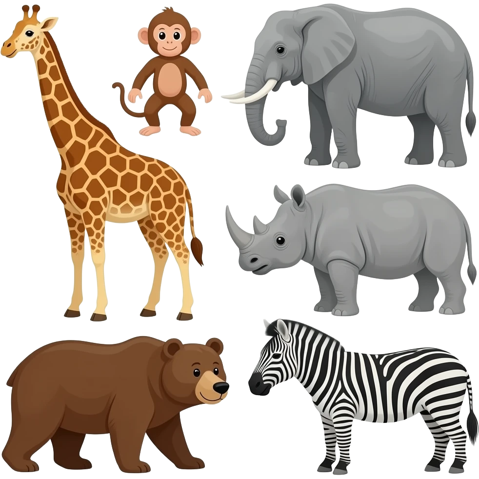 giraffe elephant monkey rhino bear zebra emoji