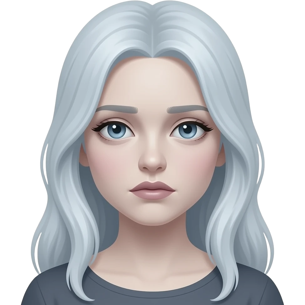 Beautiful spectral greyish-blue whitish gloomy  lady sad emoji
