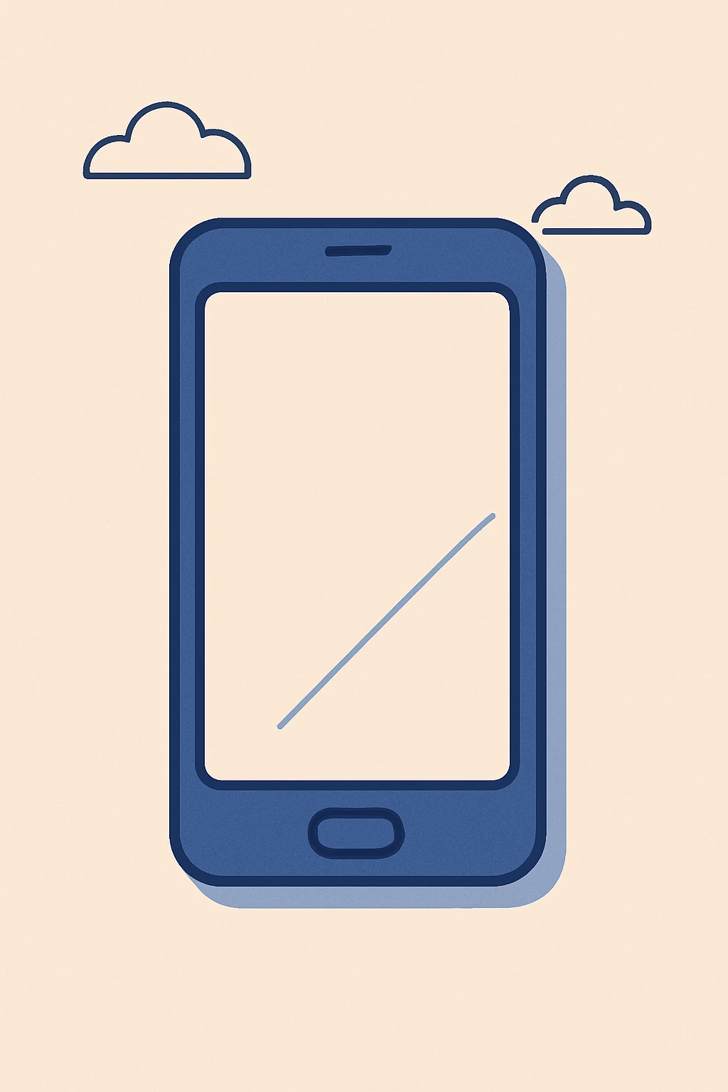 smartphone shown flat from above, blank screen, subtle reflection, minimal detail, minimalist design, clean look emoji
