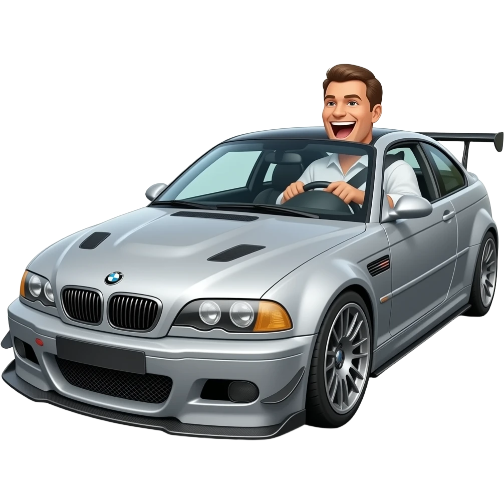 Make one with a person lagfing and driving a BMW M3 GTR emoji