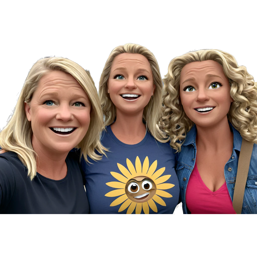 blonde girls outdoor selfie emoji