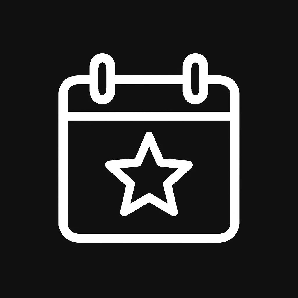 white Vector minimalistic and elegant icon of "events" ,black solid background, filled inside (inspire this refrence icon),  emoji