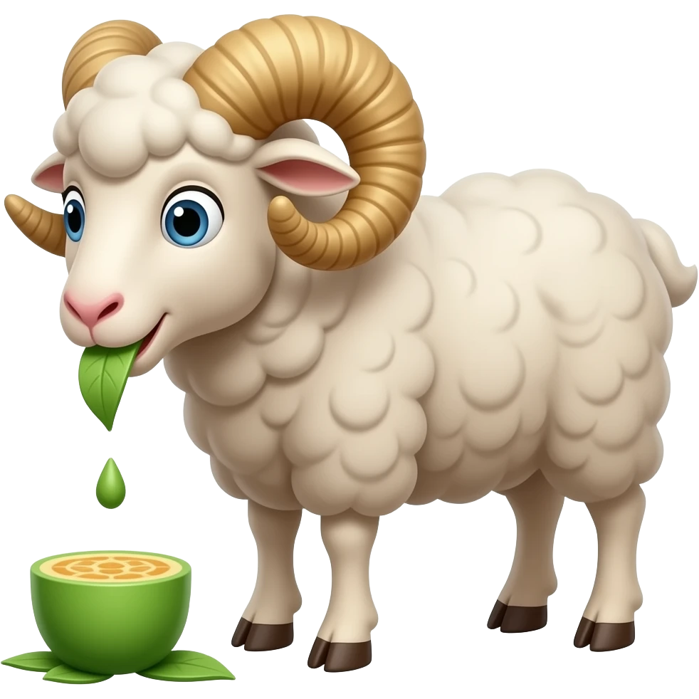 Cartoon ram sheep eating emoji