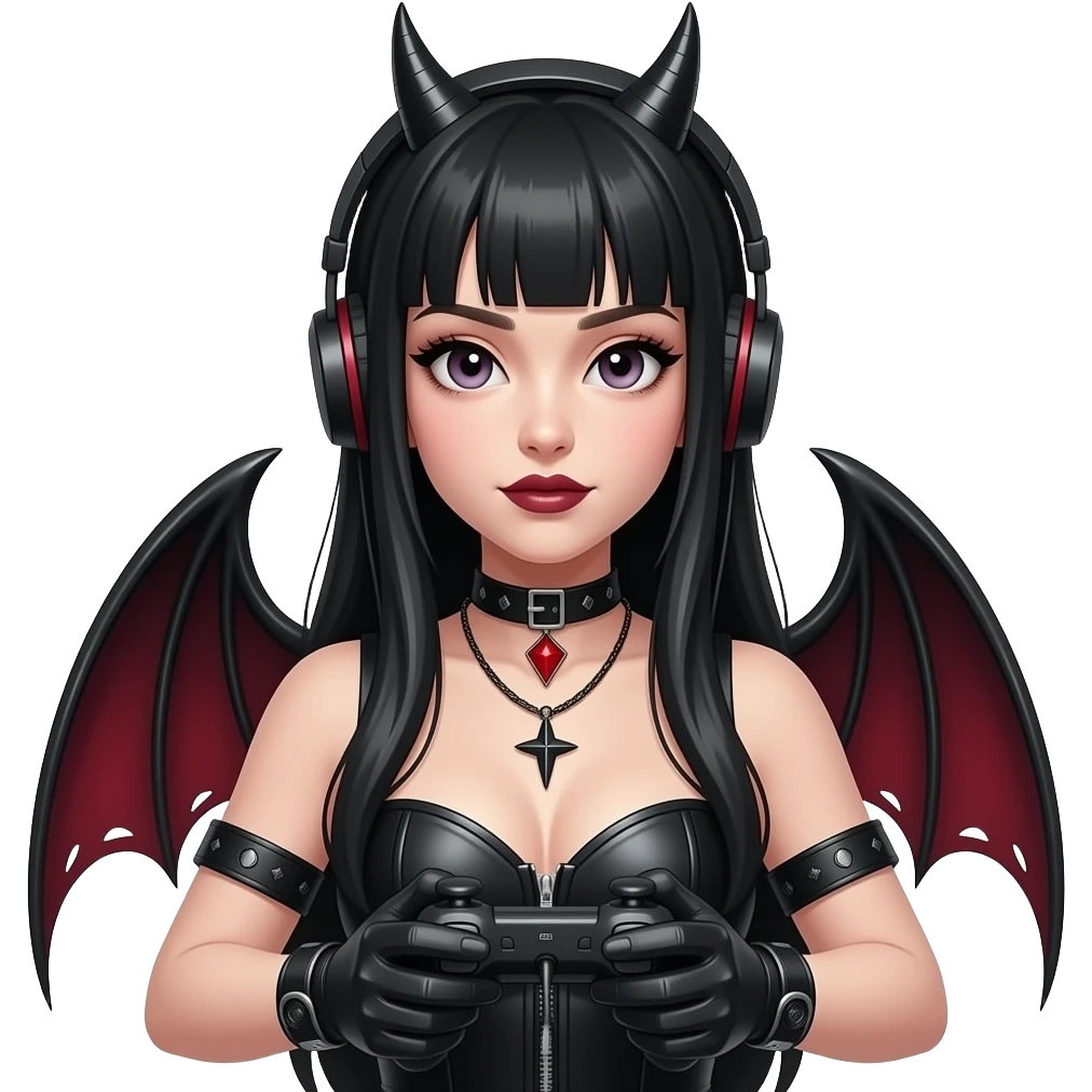 Gothic sexy gamer girl holding game controllers emoji