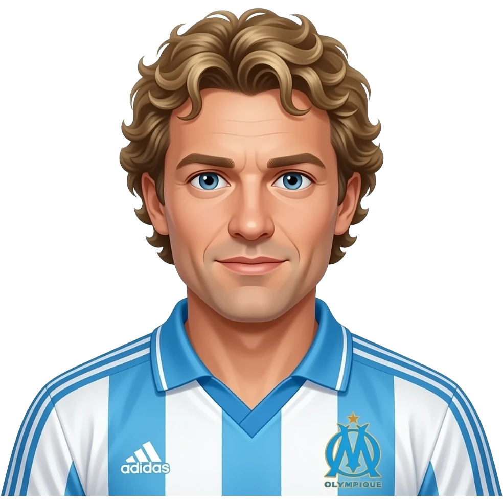 Jean-Pierre Papin (cheveux courts blond frisés) en maillot adidas de l'olympique de marseille des années 1990 emoji