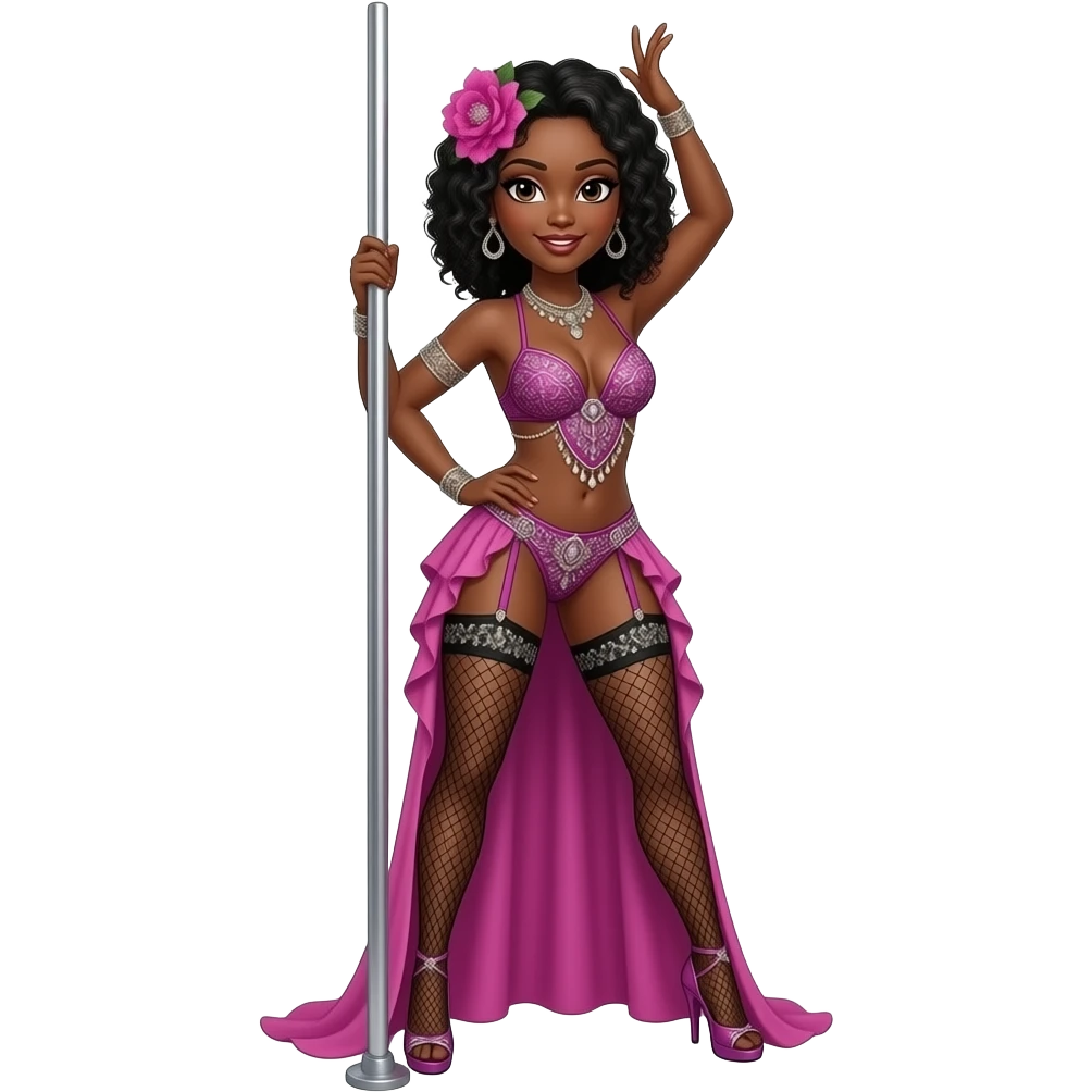 Black women exotic dancer on stripper pole emoji