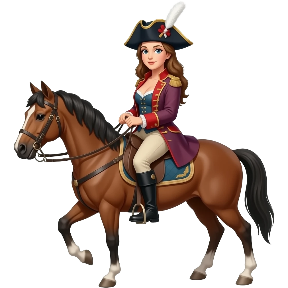 wild historical French Mariana in a tight corset with a large open neckline, with a rebel Jacobin cap riding a narrow French bread emoji