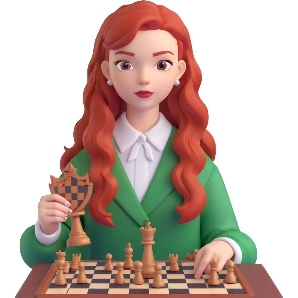 Anya Taylor-Joy from Queen's Gambit, red hair, chessboard emoji