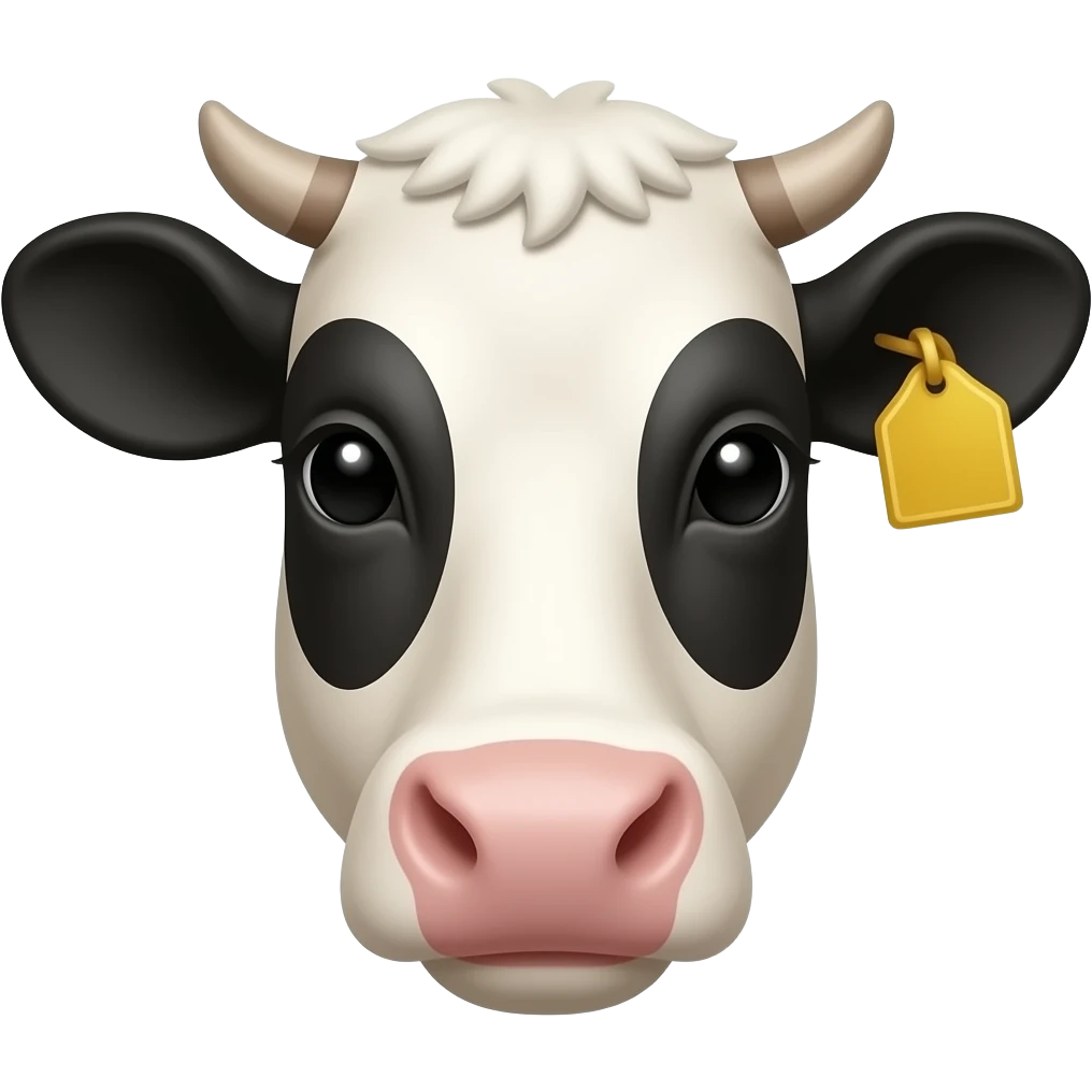 a cow head with a yellow tag in its ear emoji