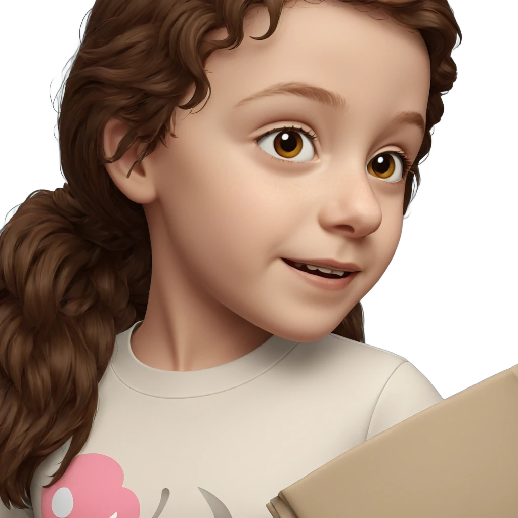 realistic girl with brown hair emoji