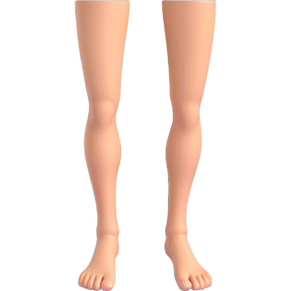 3D emoji style human leg, front view, simple and expressive, neutral skin tone emoji