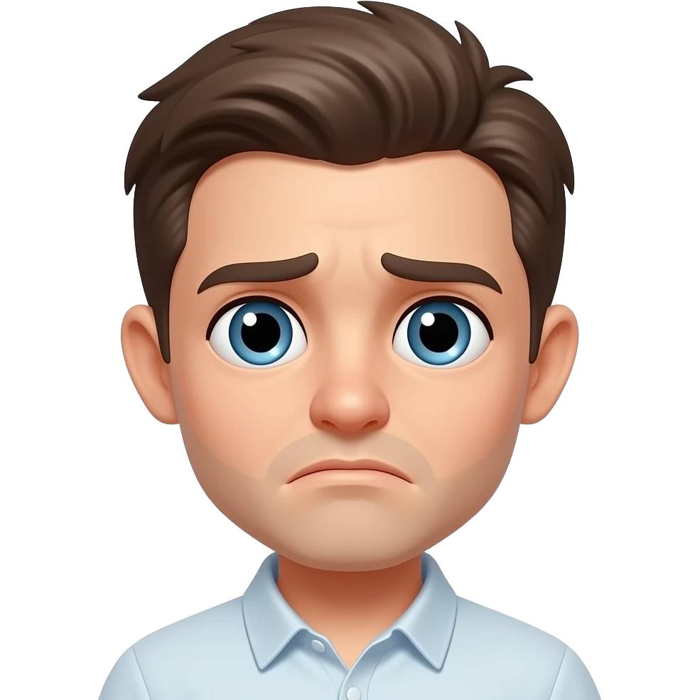 🫤🥺 emoji. Sad frown higher on one side. Cute glossy eyes emoji