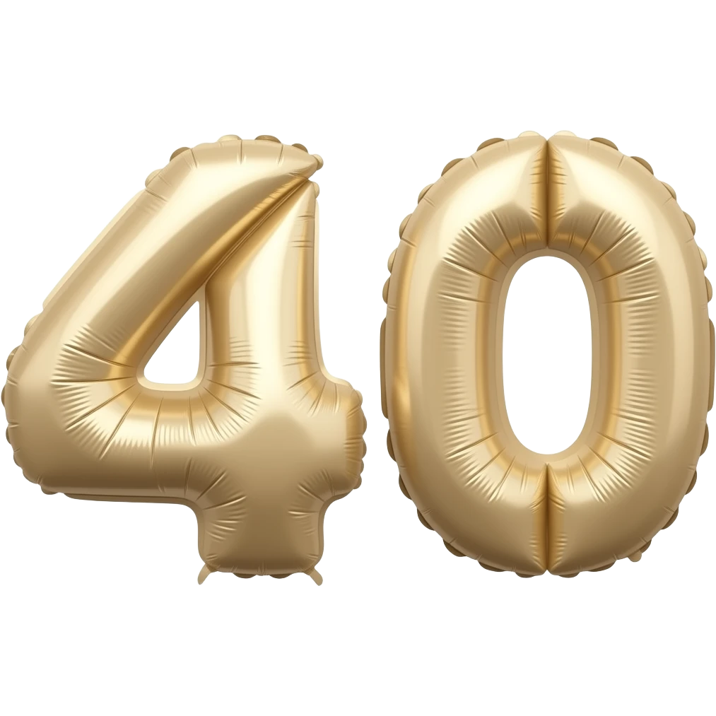 Light beige ballons forming the Number 40 emoji