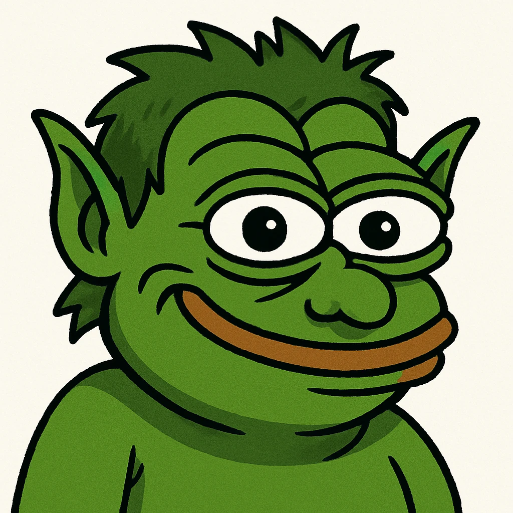 troll character, cartoonish, green skin, mischievous expression emoji