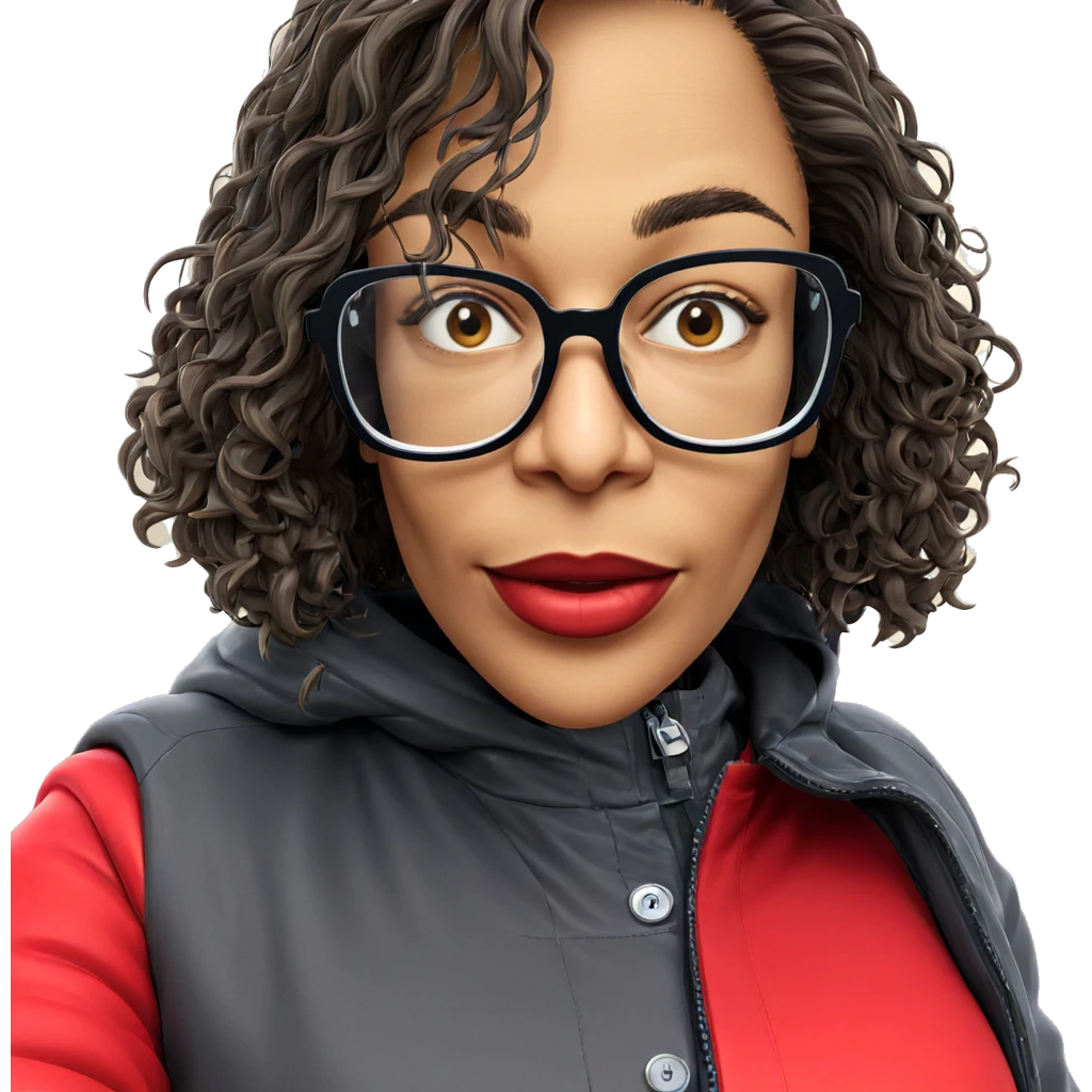 girl in jacket with glasses emoji