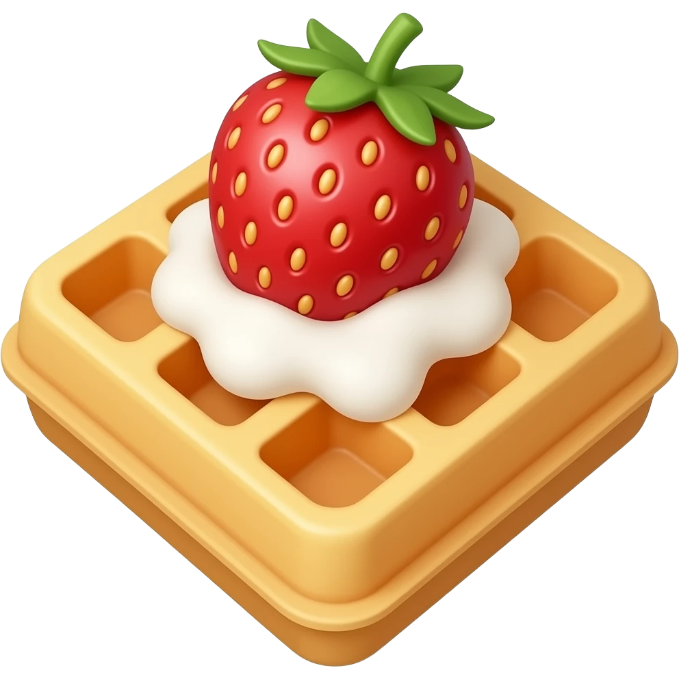 waffle square shape strawberry on top of it emoji