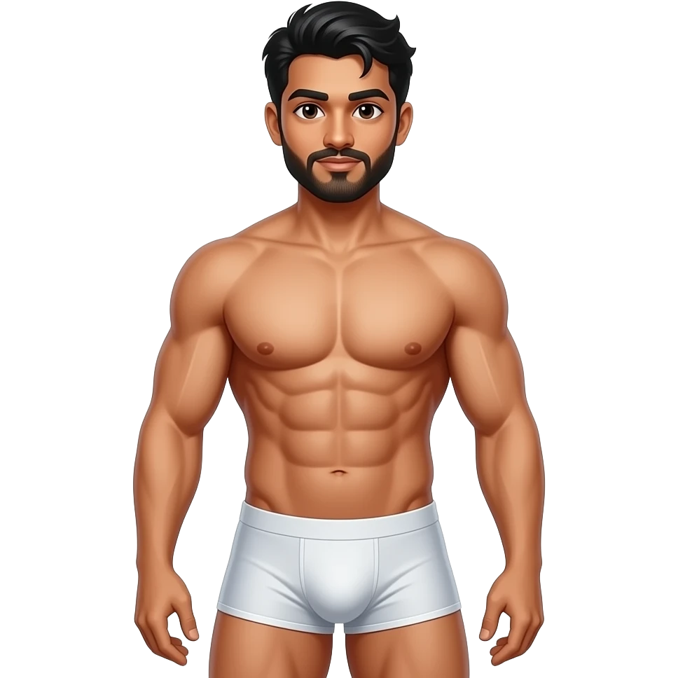 full body south asian male figure standing muscular build in underwear emoji
